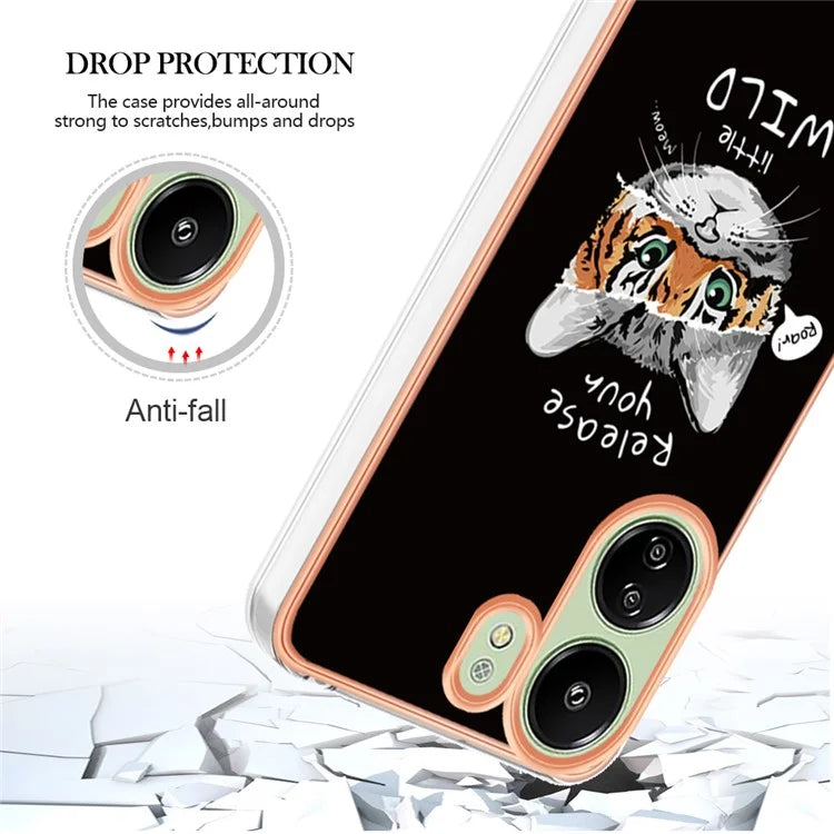 YB IMD Series-19 Style-D For Xiaomi Redmi 13C 4G / Poco C65 4G TPU Case Electroplated Pattern Phone Cover