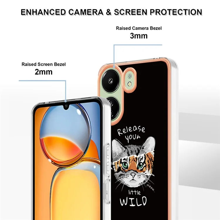 YB IMD Series-19 Style-D For Xiaomi Redmi 13C 4G / Poco C65 4G TPU Case Electroplated Pattern Phone Cover