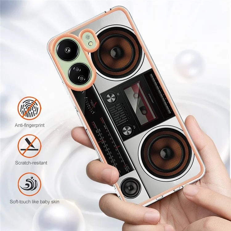 YB IMD Series-19 Style-D For Xiaomi Redmi 13C 4G / Poco C65 4G TPU Case Electroplated Pattern Phone Cover