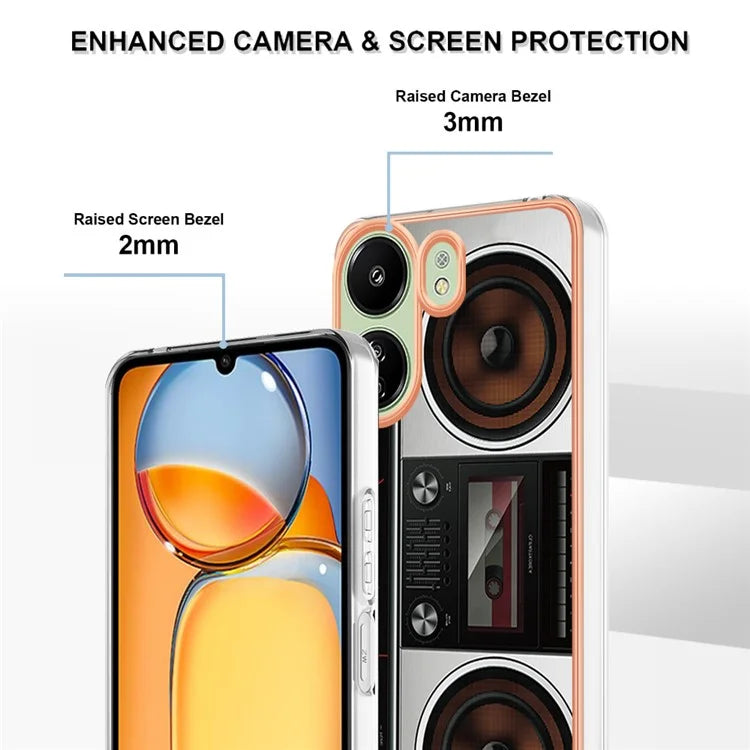 YB IMD Series-19 Style-D For Xiaomi Redmi 13C 4G / Poco C65 4G TPU Case Electroplated Pattern Phone Cover