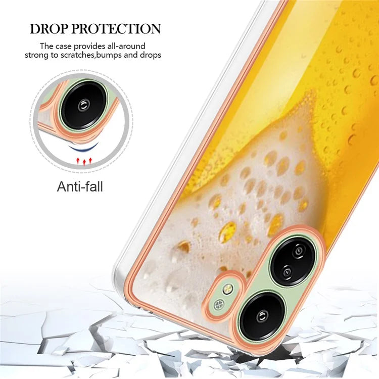 YB IMD Series-19 Style-D For Xiaomi Redmi 13C 4G / Poco C65 4G TPU Case Electroplated Pattern Phone Cover