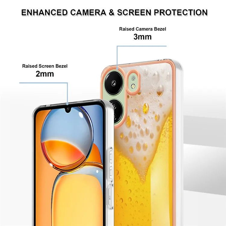 YB IMD Series-19 Style-D For Xiaomi Redmi 13C 4G / Poco C65 4G TPU Case Electroplated Pattern Phone Cover