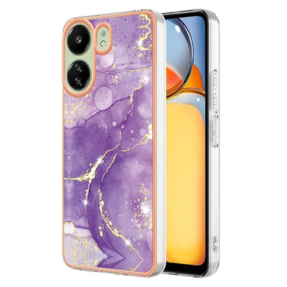 YB IMD Series-2 For Xiaomi Redmi 13C 4G / Poco C65 4G TPU Case Marble Electroplating Frame