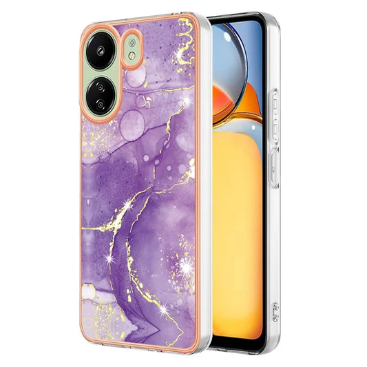 YB IMD Series-2 For Xiaomi Redmi 13C 4G / Poco C65 4G TPU Case Marble Electroplating Frame