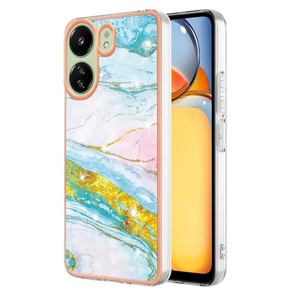 YB IMD Series-2 For Xiaomi Redmi 13C 4G / Poco C65 4G TPU Case Marble Electroplating Frame