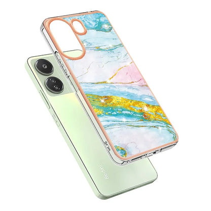 YB IMD Series-2 For Xiaomi Redmi 13C 4G / Poco C65 4G TPU Case Marble Electroplating Frame