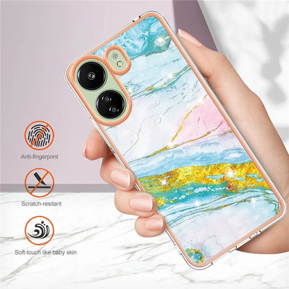 YB IMD Series-2 For Xiaomi Redmi 13C 4G / Poco C65 4G TPU Case Marble Electroplating Frame