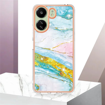 YB IMD Series-2 For Xiaomi Redmi 13C 4G / Poco C65 4G TPU Case Marble Electroplating Frame