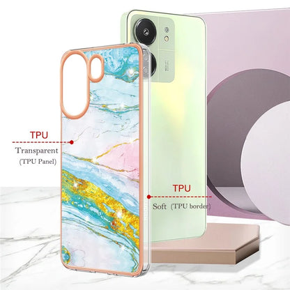 YB IMD Series-2 For Xiaomi Redmi 13C 4G / Poco C65 4G TPU Case Marble Electroplating Frame