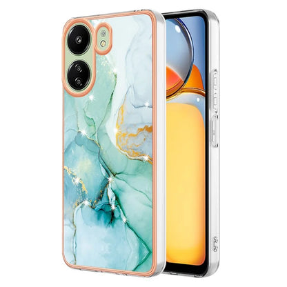 YB IMD Series-2 For Xiaomi Redmi 13C 4G / Poco C65 4G TPU Case Marble Electroplating Frame