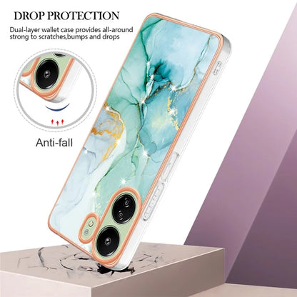 YB IMD Series-2 For Xiaomi Redmi 13C 4G / Poco C65 4G TPU Case Marble Electroplating Frame