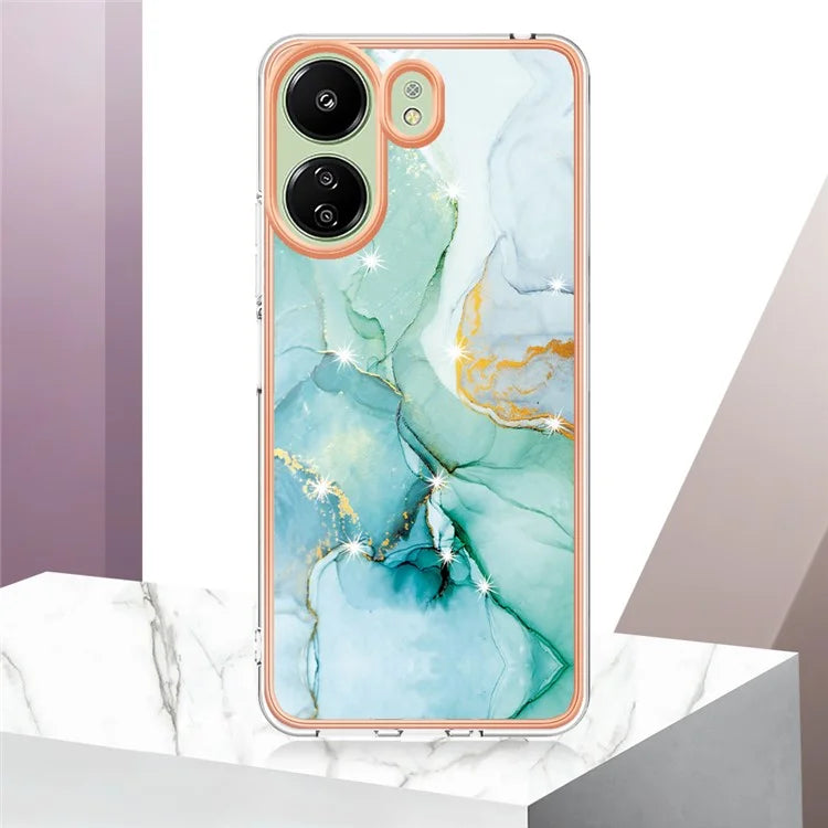 YB IMD Series-2 For Xiaomi Redmi 13C 4G / Poco C65 4G TPU Case Marble Electroplating Frame