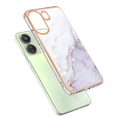 YB IMD Series-2 For Xiaomi Redmi 13C 4G / Poco C65 4G TPU Case Marble Electroplating Frame