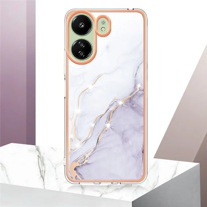 YB IMD Series-2 For Xiaomi Redmi 13C 4G / Poco C65 4G TPU Case Marble Electroplating Frame