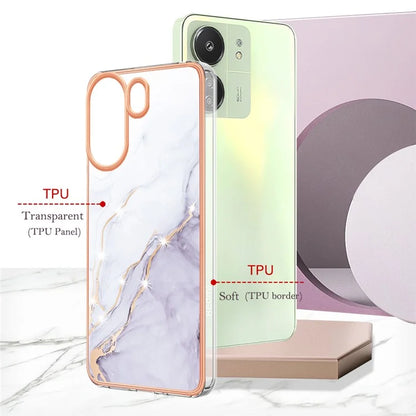 YB IMD Series-2 For Xiaomi Redmi 13C 4G / Poco C65 4G TPU Case Marble Electroplating Frame