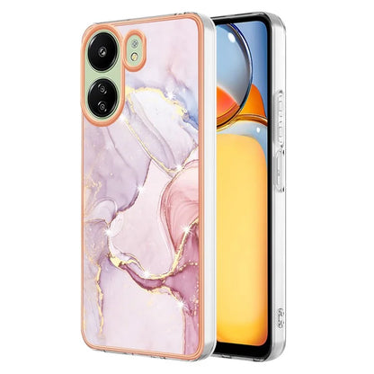 YB IMD Series-2 For Xiaomi Redmi 13C 4G / Poco C65 4G TPU Case Marble Electroplating Frame