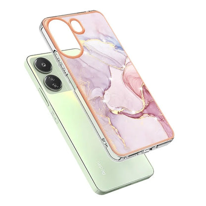 YB IMD Series-2 For Xiaomi Redmi 13C 4G / Poco C65 4G TPU Case Marble Electroplating Frame