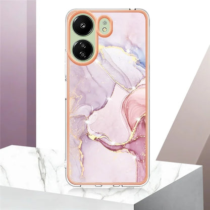 YB IMD Series-2 For Xiaomi Redmi 13C 4G / Poco C65 4G TPU Case Marble Electroplating Frame