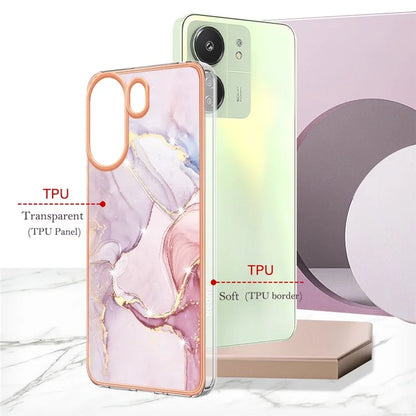 YB IMD Series-2 For Xiaomi Redmi 13C 4G / Poco C65 4G TPU Case Marble Electroplating Frame