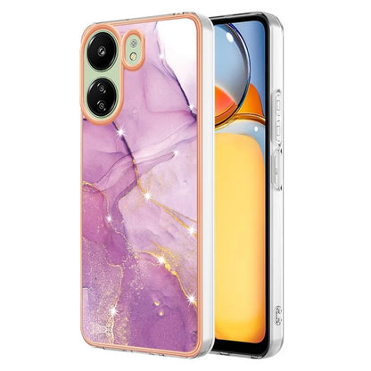YB IMD Series-2 For Xiaomi Redmi 13C 4G / Poco C65 4G TPU Case Marble Electroplating Frame
