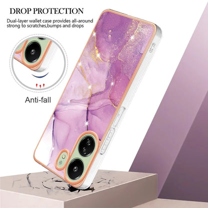 YB IMD Series-2 For Xiaomi Redmi 13C 4G / Poco C65 4G TPU Case Marble Electroplating Frame