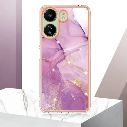 YB IMD Series-2 For Xiaomi Redmi 13C 4G / Poco C65 4G TPU Case Marble Electroplating Frame
