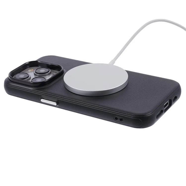 For iPhone 13 Pro Phone Case Compatible with MagSafe Wireless Charging Leather Back Cover