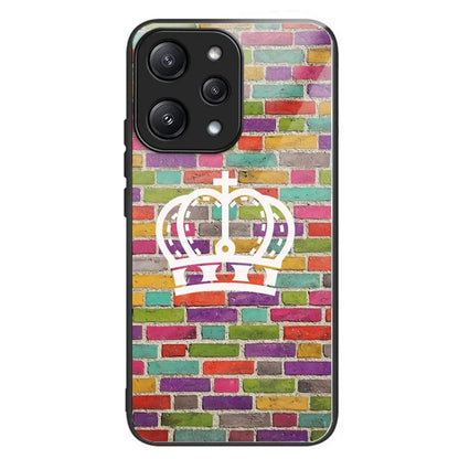 For Xiaomi Redmi 12 5G (Global) Pattern Tempered Glass Cover Anti-Scratch Phone Case