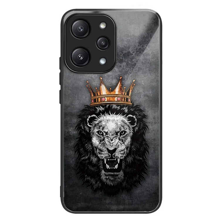 For Xiaomi Redmi 12 5G (Global) Pattern Tempered Glass Cover Anti-Scratch Phone Case