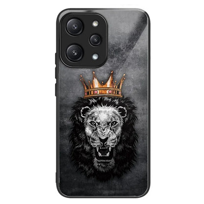 For Xiaomi Redmi 12 5G (Global) Pattern Tempered Glass Cover Anti-Scratch Phone Case