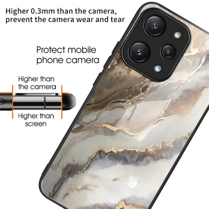 For Xiaomi Redmi 12 5G (Global) Pattern Tempered Glass Cover Anti-Scratch Phone Case