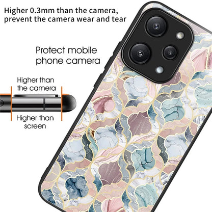 For Xiaomi Redmi 12 5G (Global) Pattern Tempered Glass Cover Anti-Scratch Phone Case