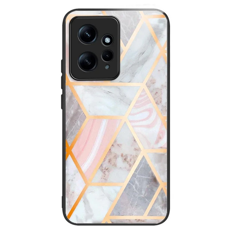 For Xiaomi Redmi Note 12 4G Pattern Phone Case Tempered Glass+TPU Hybrid Shell