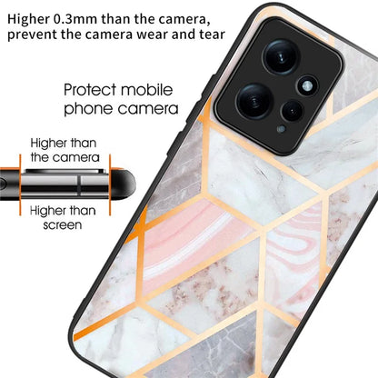 For Xiaomi Redmi Note 12 4G Pattern Phone Case Tempered Glass+TPU Hybrid Shell