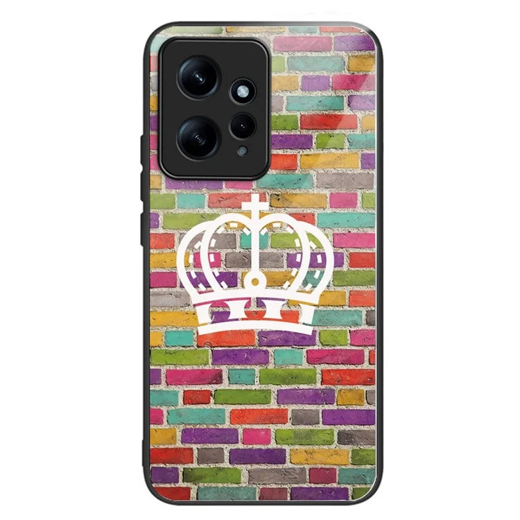 For Xiaomi Redmi Note 12 4G Pattern Phone Case Tempered Glass+TPU Hybrid Shell