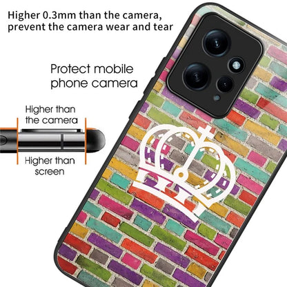 For Xiaomi Redmi Note 12 4G Pattern Phone Case Tempered Glass+TPU Hybrid Shell