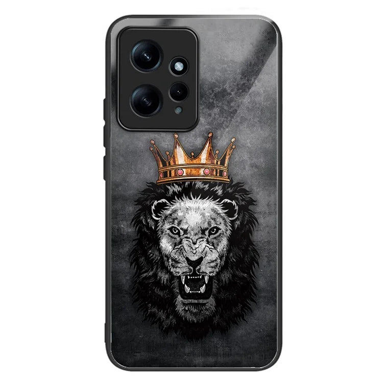 For Xiaomi Redmi Note 12 4G Pattern Phone Case Tempered Glass+TPU Hybrid Shell