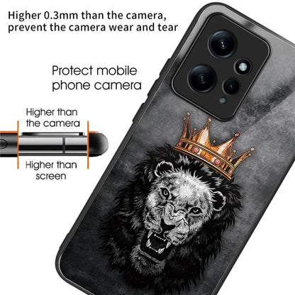 For Xiaomi Redmi Note 12 4G Pattern Phone Case Tempered Glass+TPU Hybrid Shell