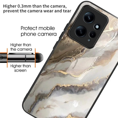 For Xiaomi Redmi Note 12 4G Pattern Phone Case Tempered Glass+TPU Hybrid Shell