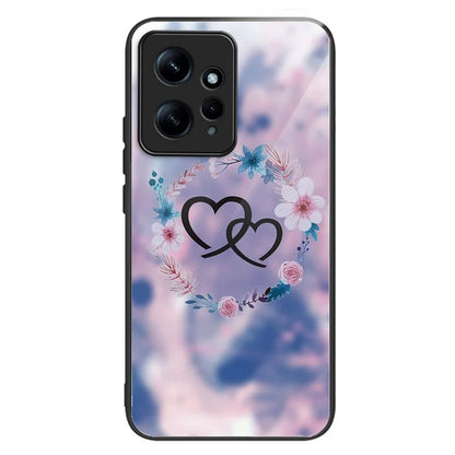 For Xiaomi Redmi Note 12 4G Pattern Phone Case Tempered Glass+TPU Hybrid Shell