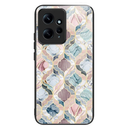 For Xiaomi Redmi Note 12 4G Pattern Phone Case Tempered Glass+TPU Hybrid Shell