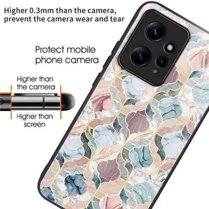 For Xiaomi Redmi Note 12 4G Pattern Phone Case Tempered Glass+TPU Hybrid Shell