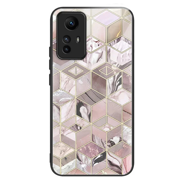 For Xiaomi Redmi Note 12S 4G Tempered Glass Back Case Anti-Scratch Phone Cover Pattern Printed