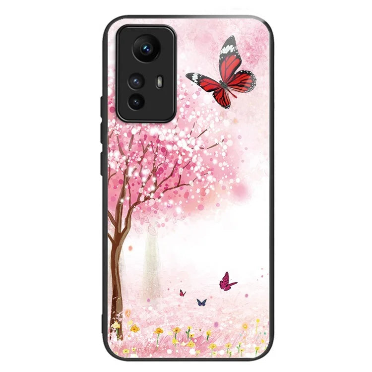 For Xiaomi Redmi Note 12S 4G Tempered Glass Back Case Anti-Scratch Phone Cover Pattern Printed