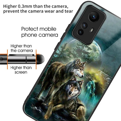 For Xiaomi Redmi Note 12S 4G Tempered Glass Back Case Anti-Scratch Phone Cover Pattern Printed