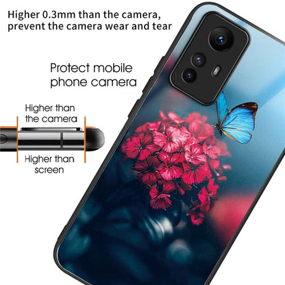 For Xiaomi Redmi Note 12S 4G Tempered Glass Back Case Anti-Scratch Phone Cover Pattern Printed
