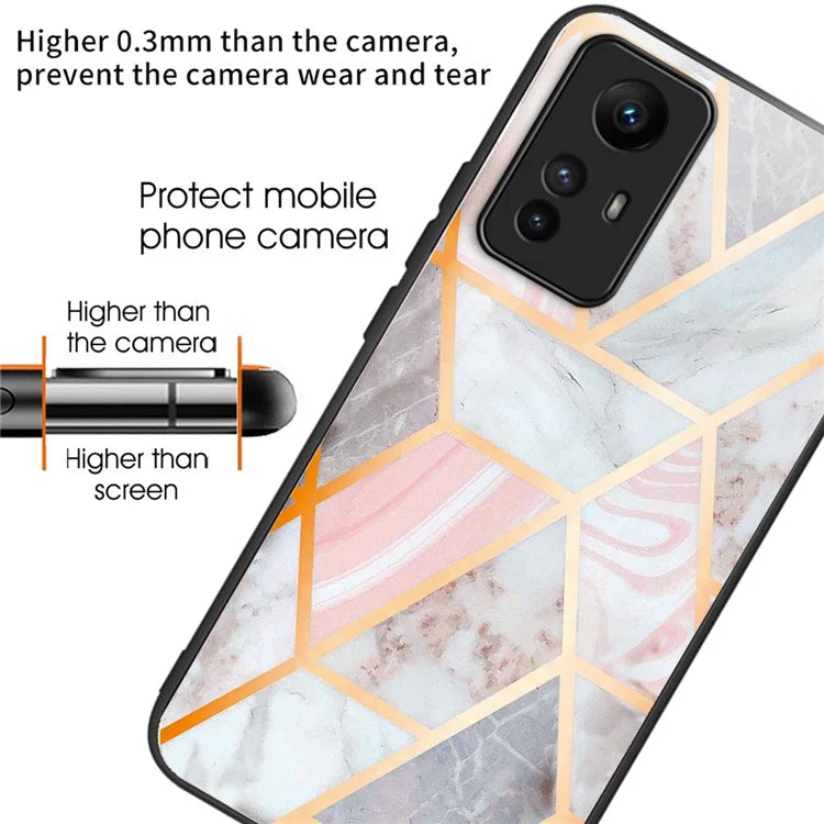 For Xiaomi Redmi Note 12S 4G Tempered Glass Back Case Anti-Scratch Phone Cover Pattern Printed