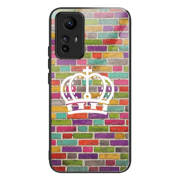 For Xiaomi Redmi Note 12S 4G Tempered Glass Back Case Anti-Scratch Phone Cover Pattern Printed