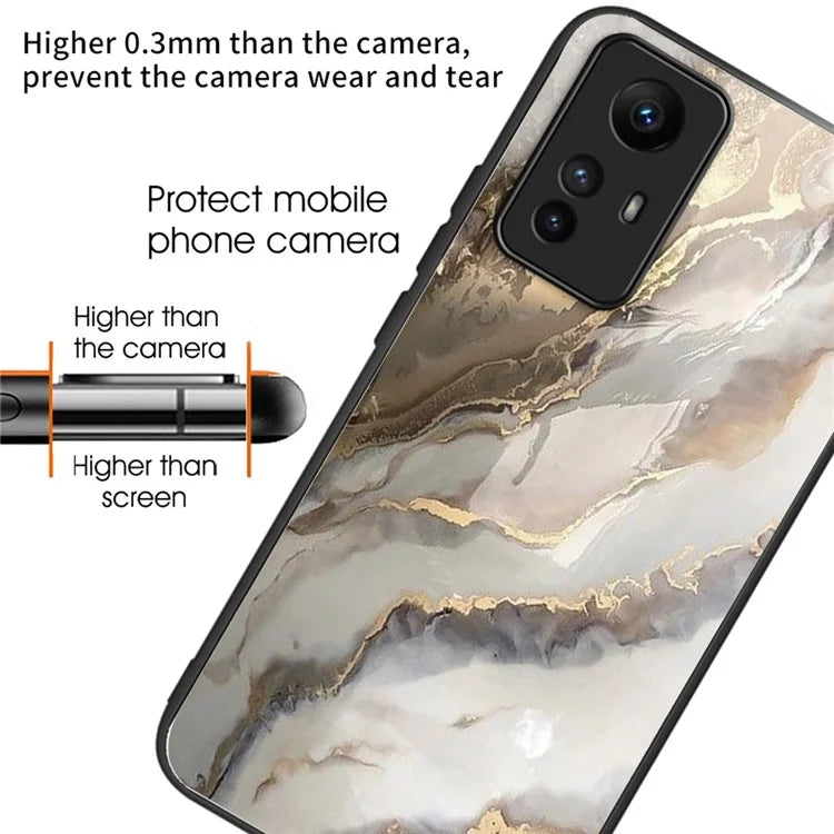 For Xiaomi Redmi Note 12S 4G Tempered Glass Back Case Anti-Scratch Phone Cover Pattern Printed
