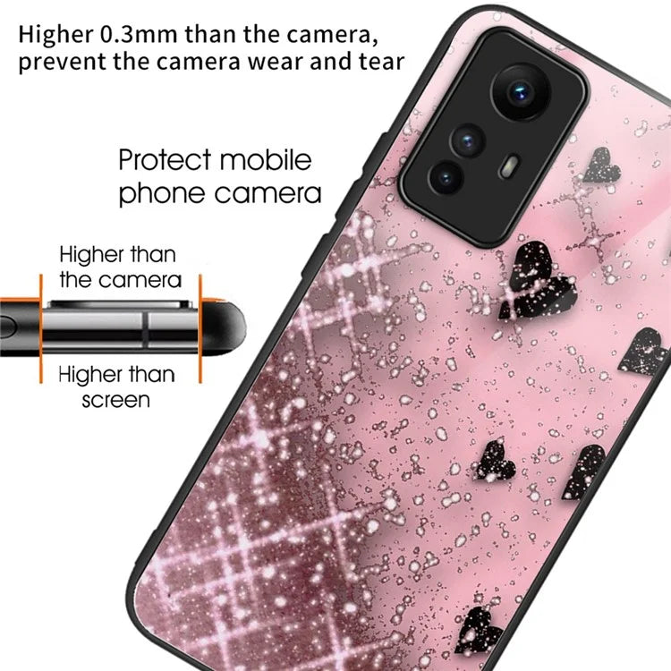 For Xiaomi Redmi Note 12S 4G Tempered Glass Back Case Anti-Scratch Phone Cover Pattern Printed
